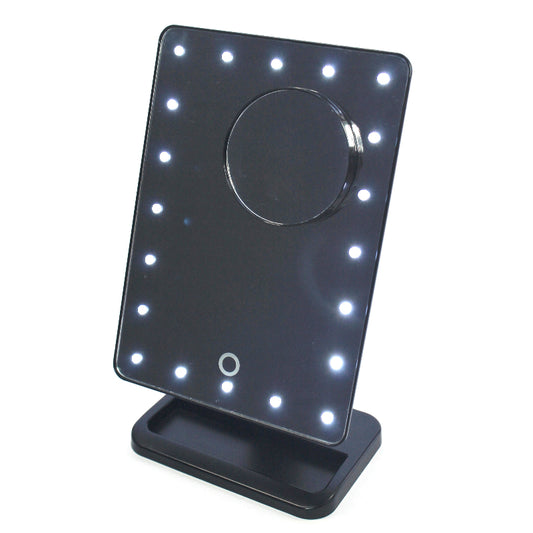 LED MAKEUP MIRROR ON STAND BLACK