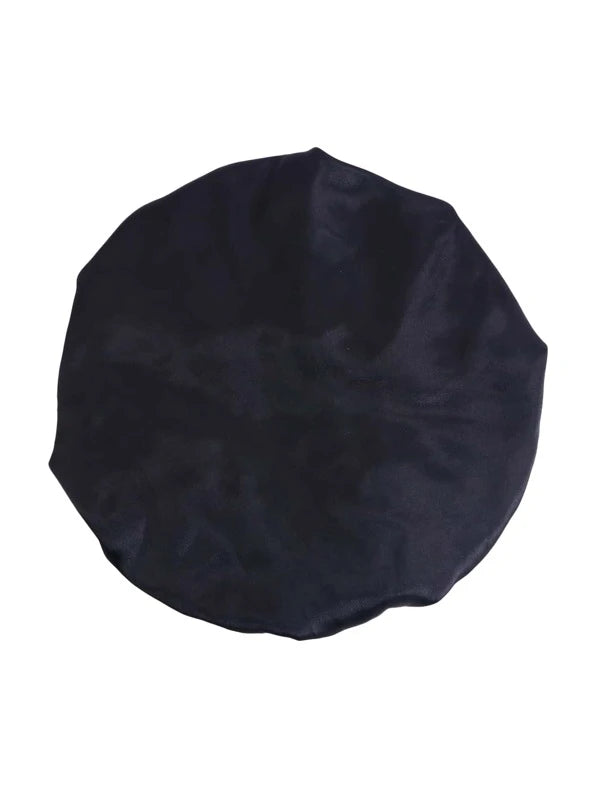 Ruched Black Hair Bonnet