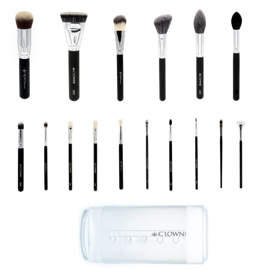 16pc Pro Brush Set with Clear Brush Tube